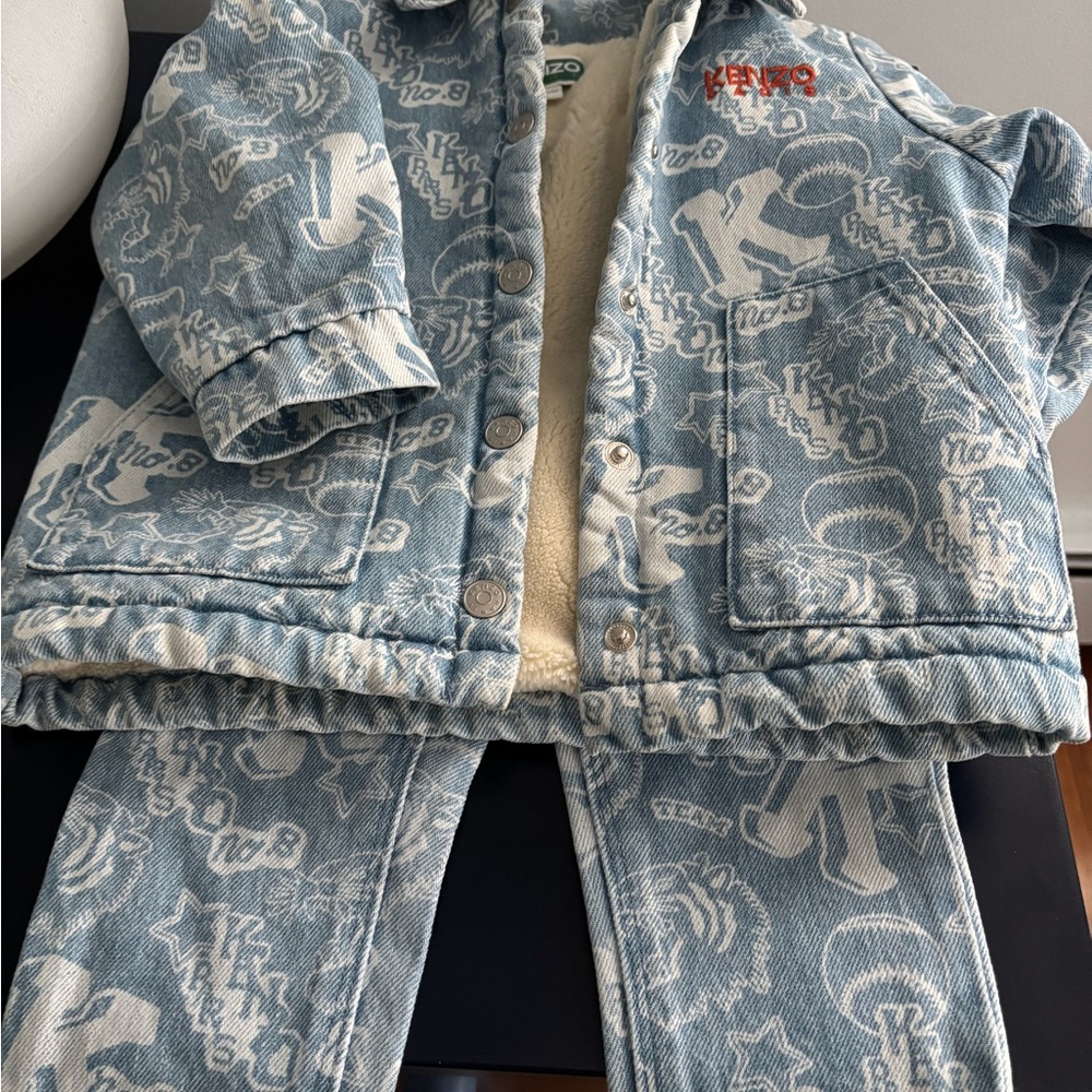 Kenzo Light Blue Graphic Kids Jeans set